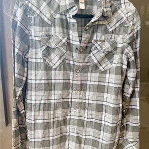Diesel Gray and White Plaid Casual Shirt